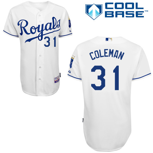 Louis Coleman #31 MLB Jersey-Kansas City Royals Men's Authentic Home White Cool Base Baseball Jersey